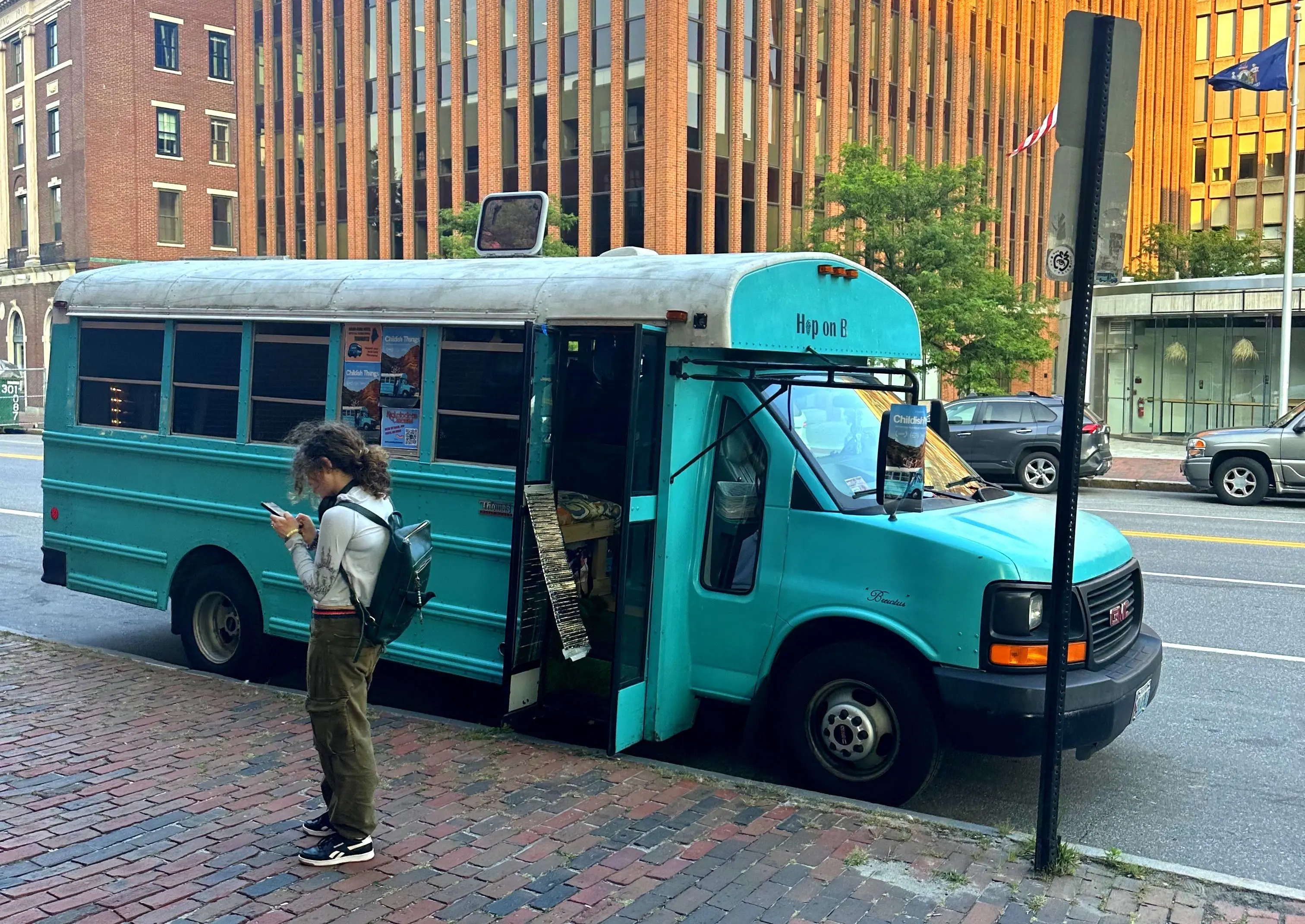 Brewtus the bus parked outside the Nickelodeon Cinemas in Portland ahead of the 'Childish Things' screening on August 11th.